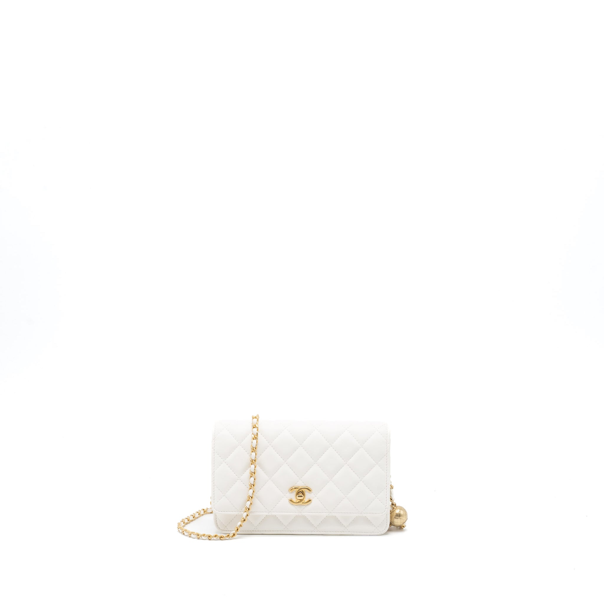 Chanel Pearl Crush Wallet on Chain Lambskin White  (Microchip)
