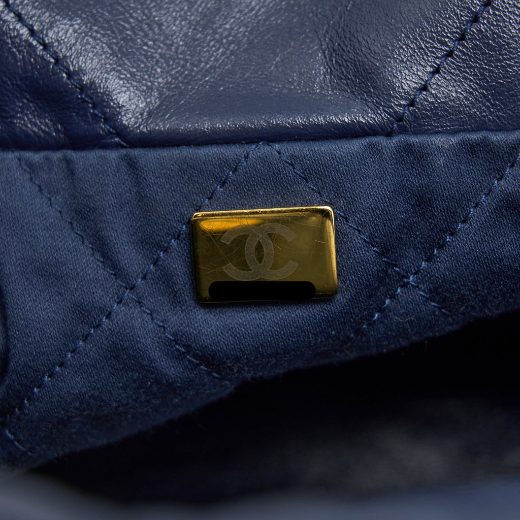 Chanel Small 22 Bag Shiny Calfskin Navy  (Microchip)