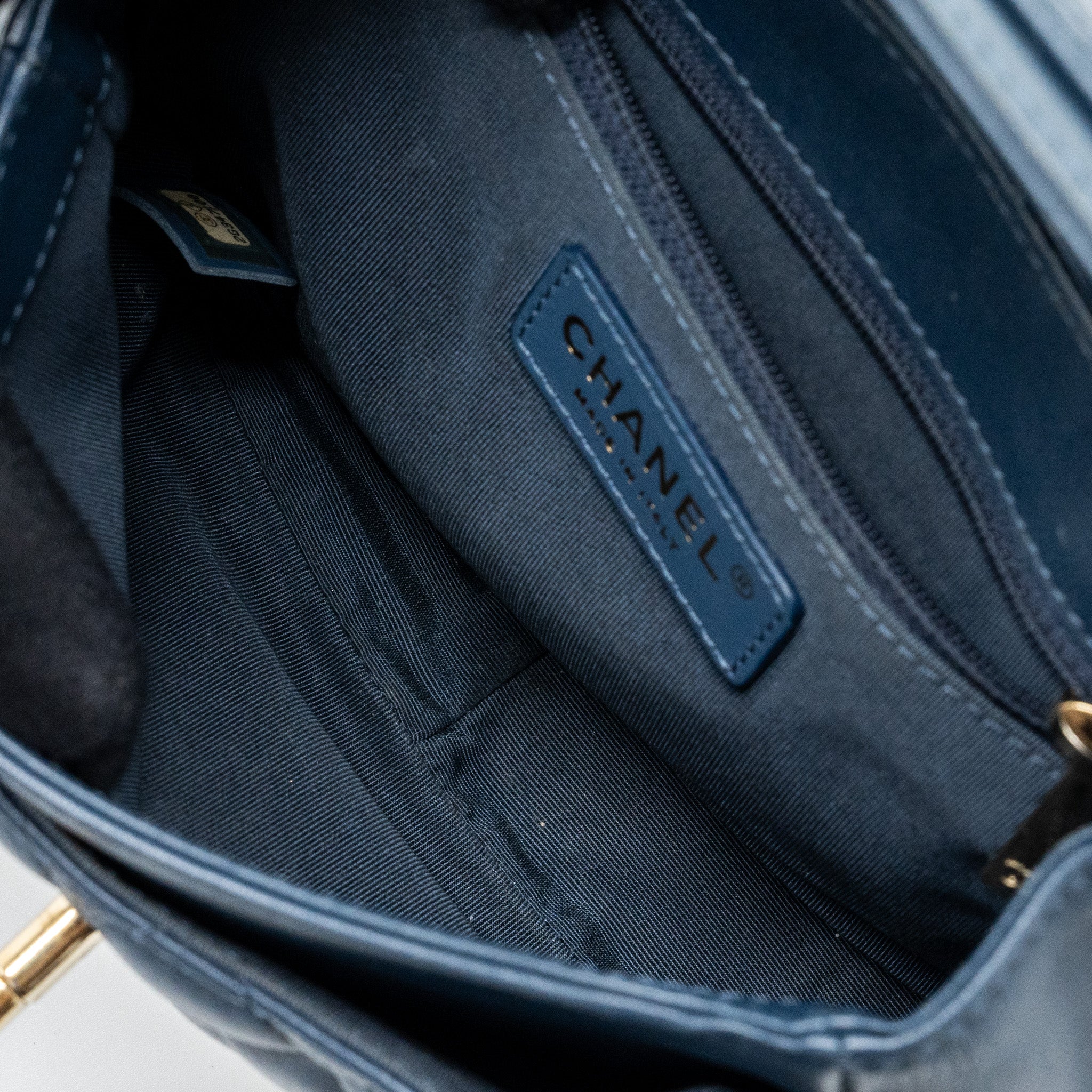 Chanel Quilted Flap Crossbody Bag Lambskin Dark Blue L
