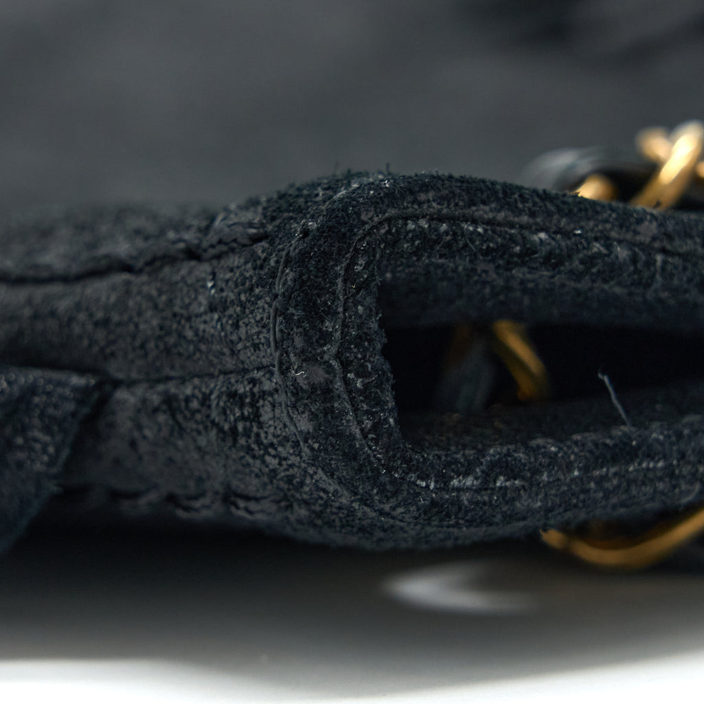 Chanel Tassel Hobo Bag Fringed Shiny Calfskin Black Brushed