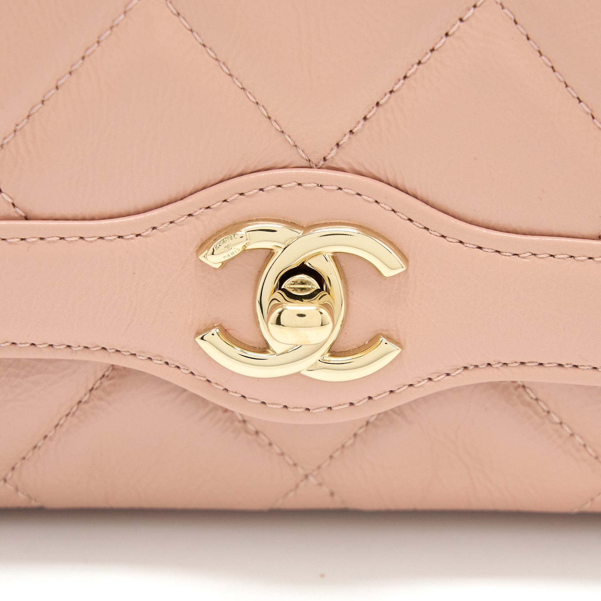 Chanel Seasonal Flap Bag Aged Calfskin Pink L