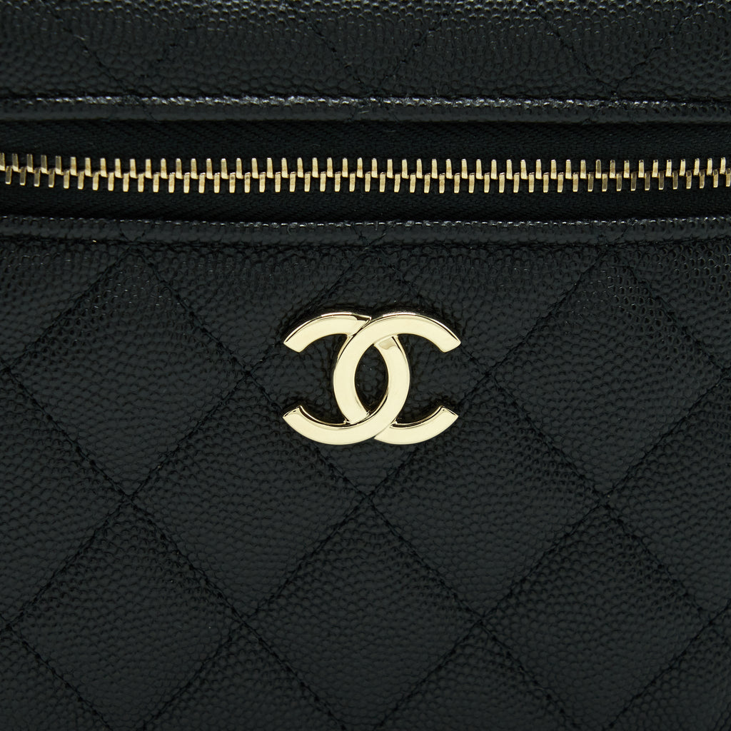 Chanel 22S Top Handle Vanity Caviar Black L (Microchip)