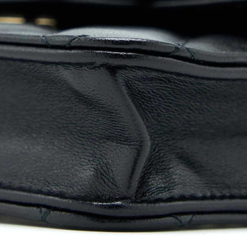 Chanel Mini Top Handle Flap Bag Lambskin Black L