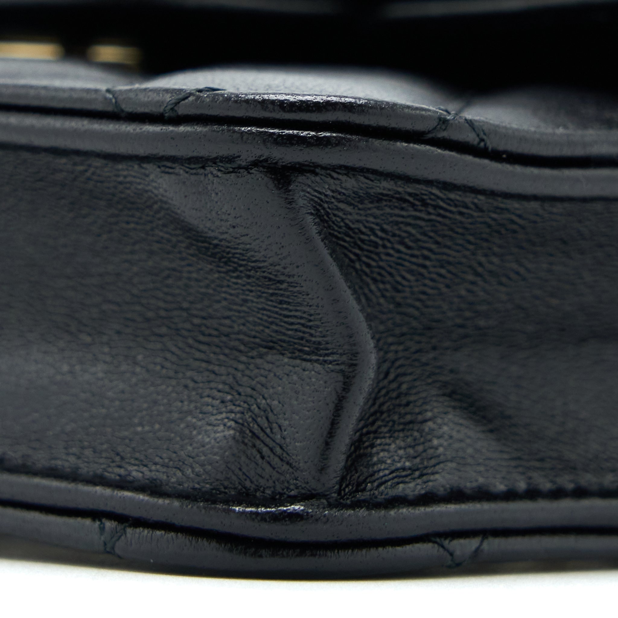Chanel Mini Top Handle Flap Bag Lambskin Black L