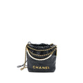 Chanel 23S Mini 22 Bag with Pearl Shiny Calfskin Black  (Microchip)