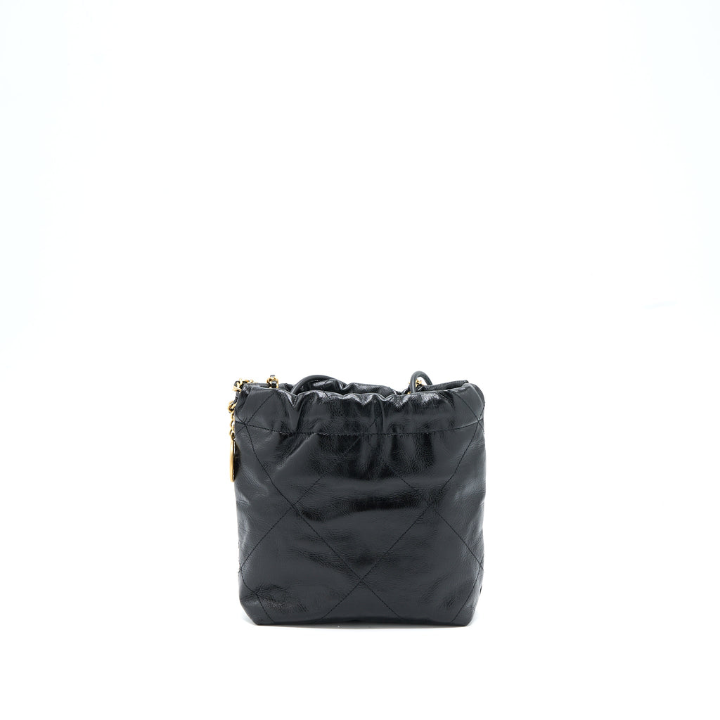 Chanel 23S Mini 22 Bag with Pearl Shiny Calfskin Black  (Microchip)