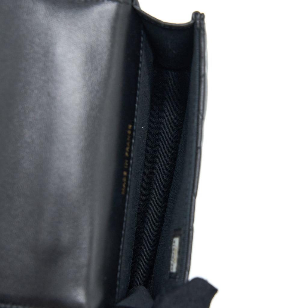 Chanel Mini Top Handle Flap Bag Lambskin Black L