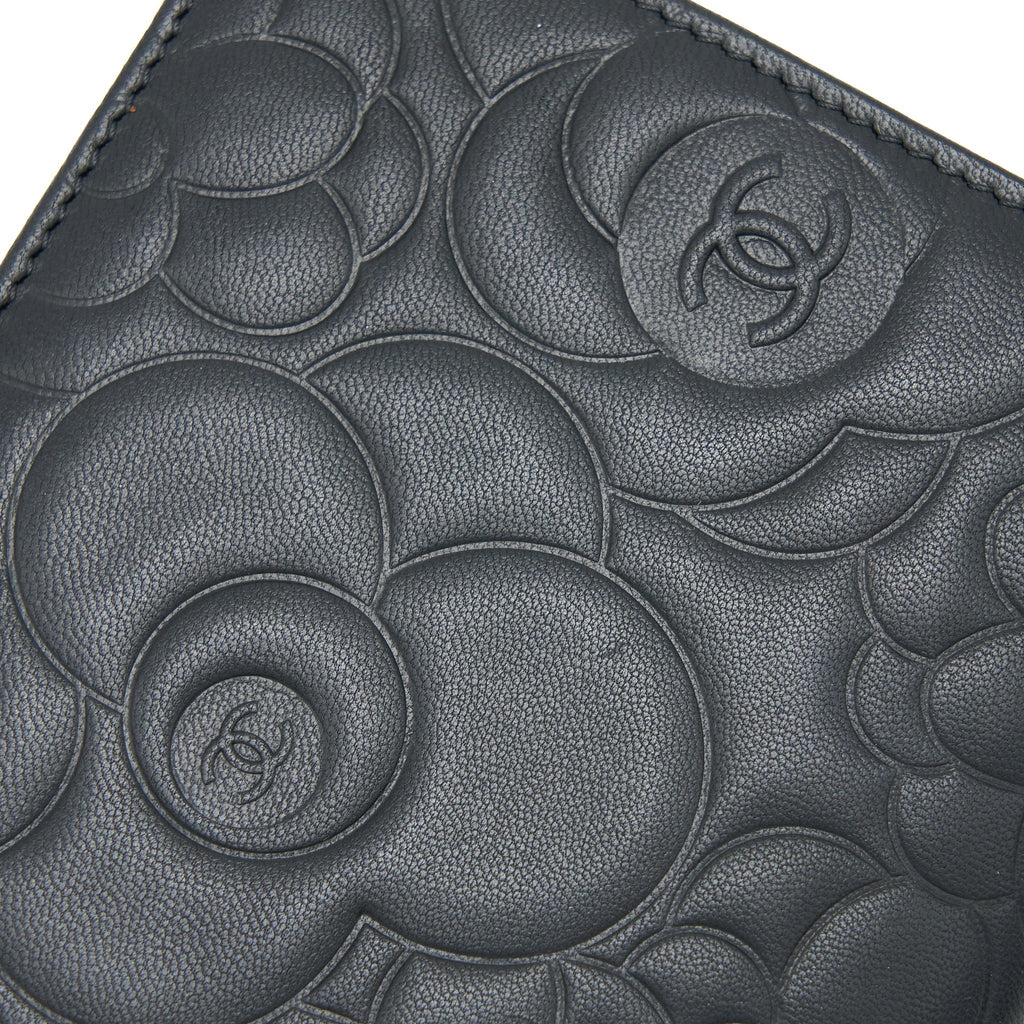 Chanel Camellia Long Flap Wallet Lambskin Black/ Gold