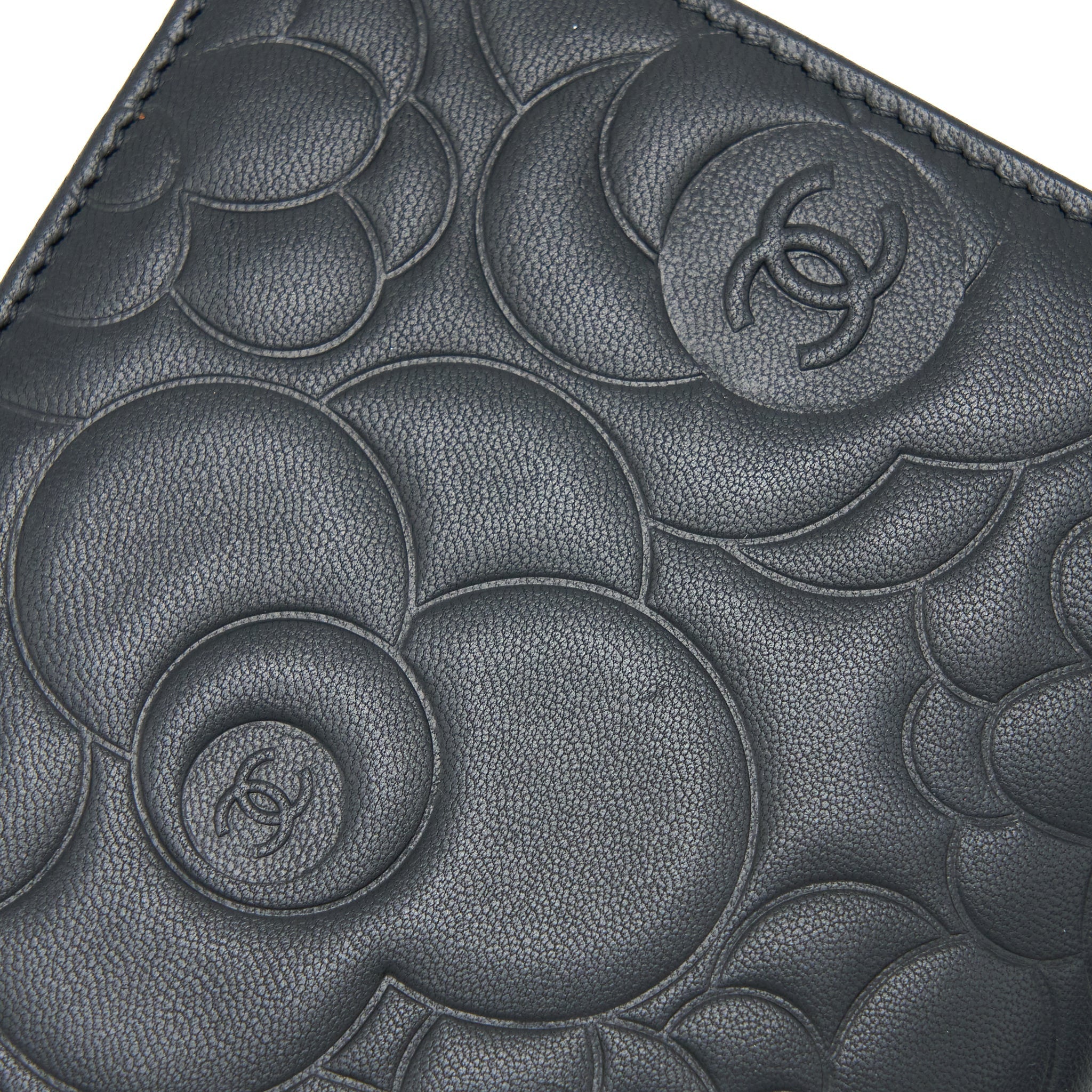 Chanel Camellia Long Flap Wallet Lambskin Black/ Gold