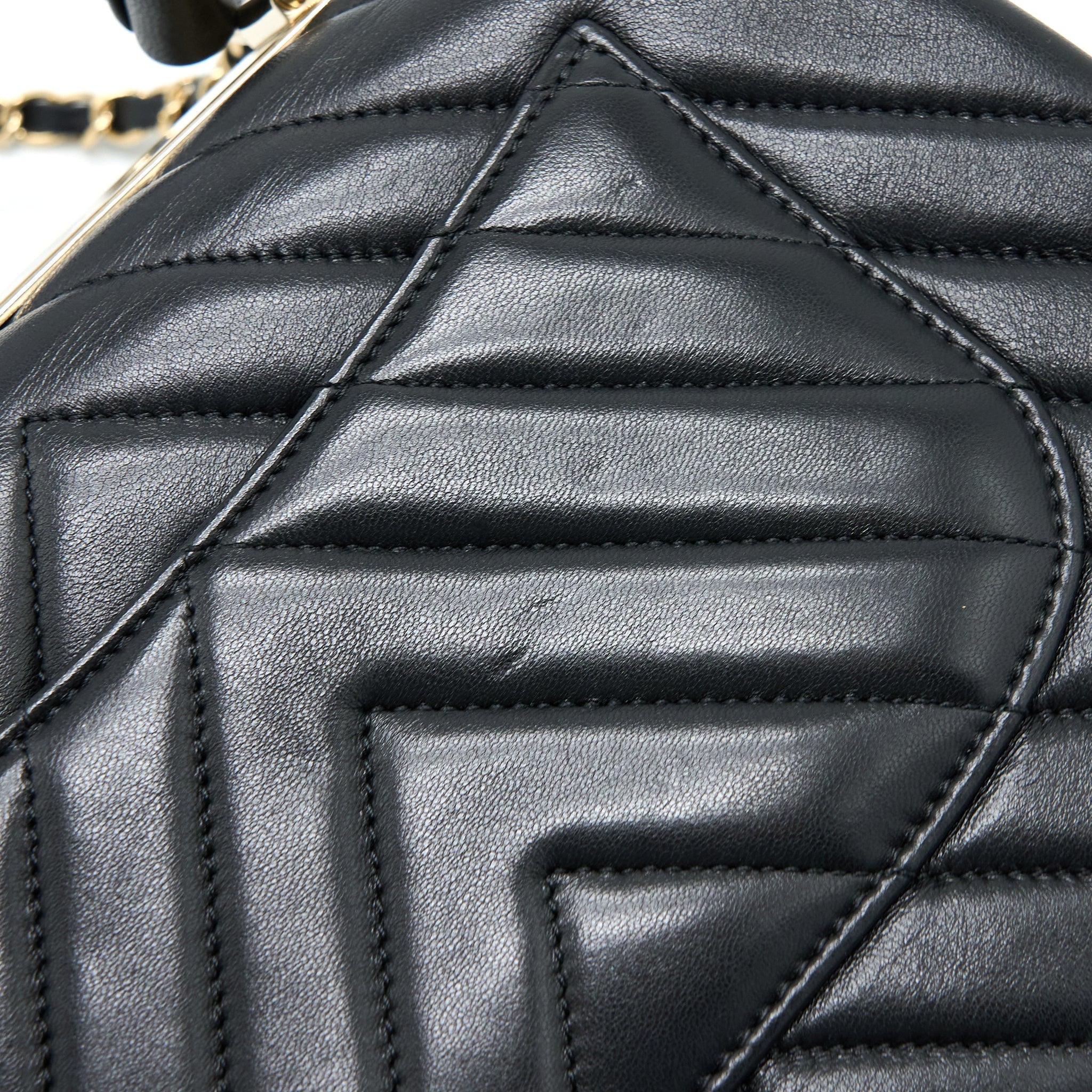 Chanel Chevron Trendy CC Top Handle Flap Bag Lambskin Black L