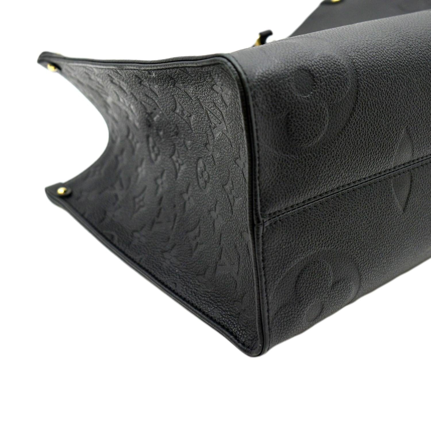 LOUIS VUITTON Onthego MM Giant Monogram Empreinte Leather Tote Bag Black