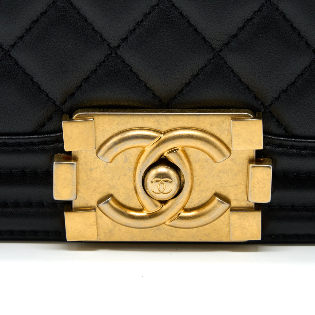 Chanel Medium Boy Bag Calfskin Black Brushed
