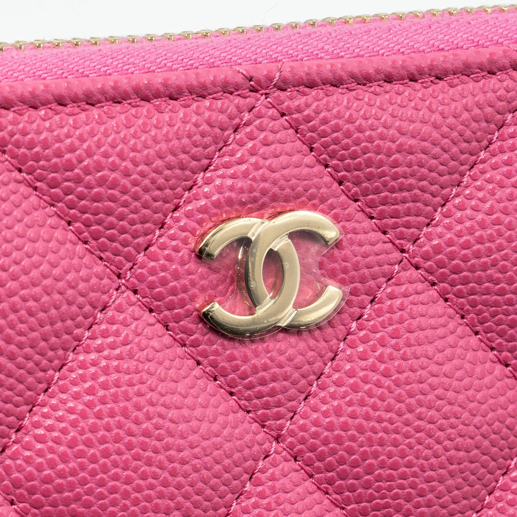 Chanel zippy key ring pouch caviar pink L