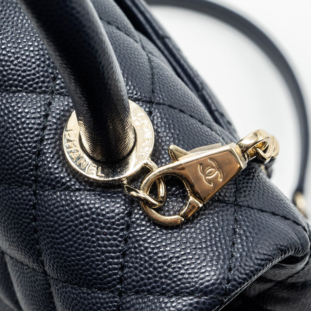 Chanel Small Coco Handle Bag Caviar Navy L
