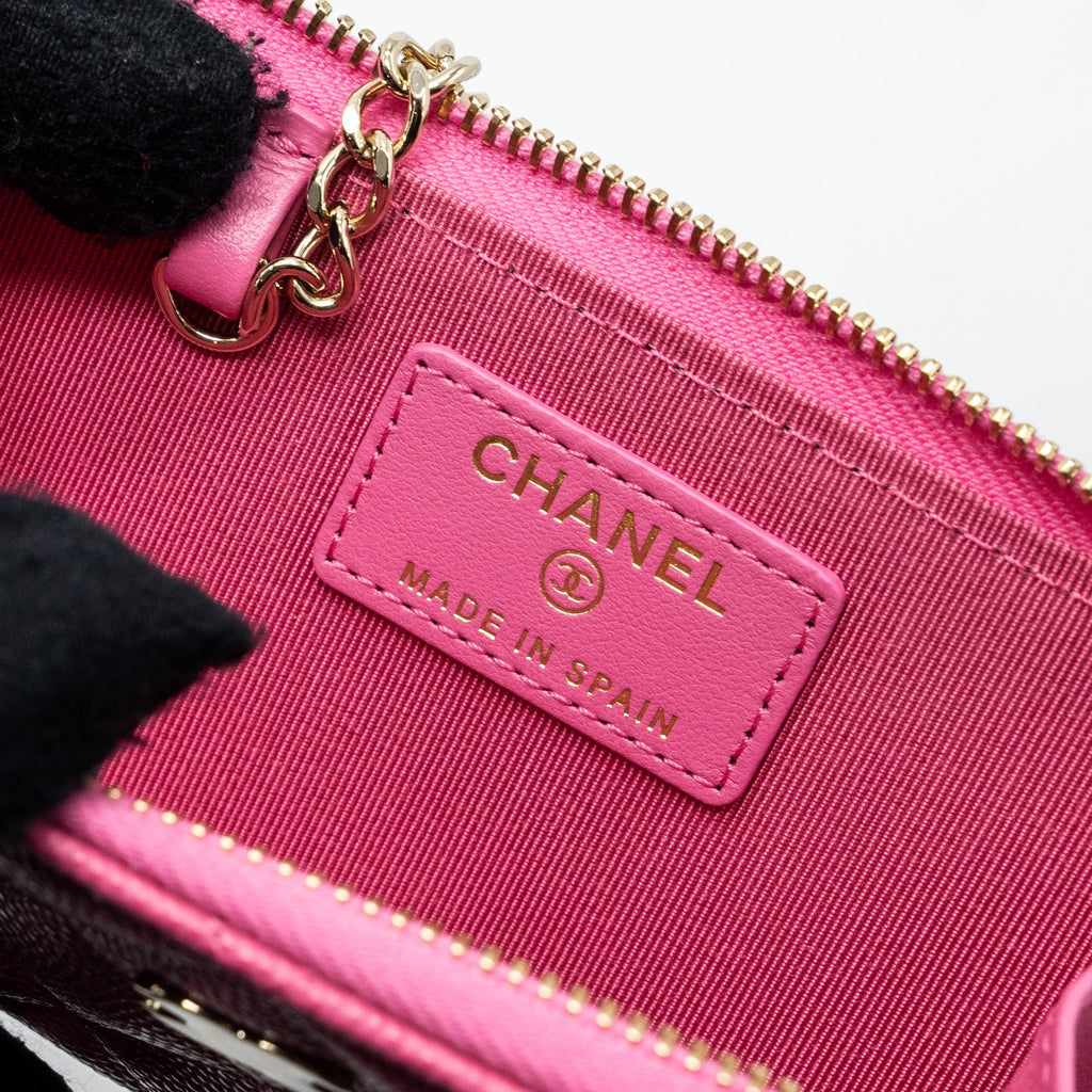 Chanel zippy key ring pouch caviar pink L