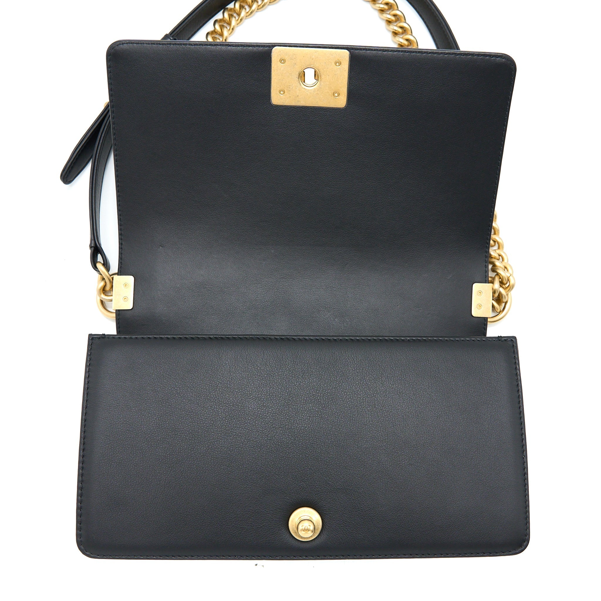 Chanel Medium Boy Bag Calfskin Black Brushed