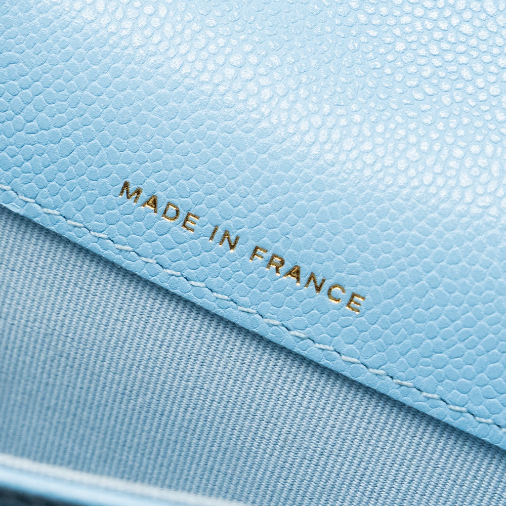 Chanel classic flap card holder caviar blue L (microchip)