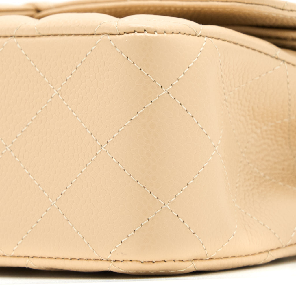 Chanel Medium Classic Double Flap Bag Caviar Beige