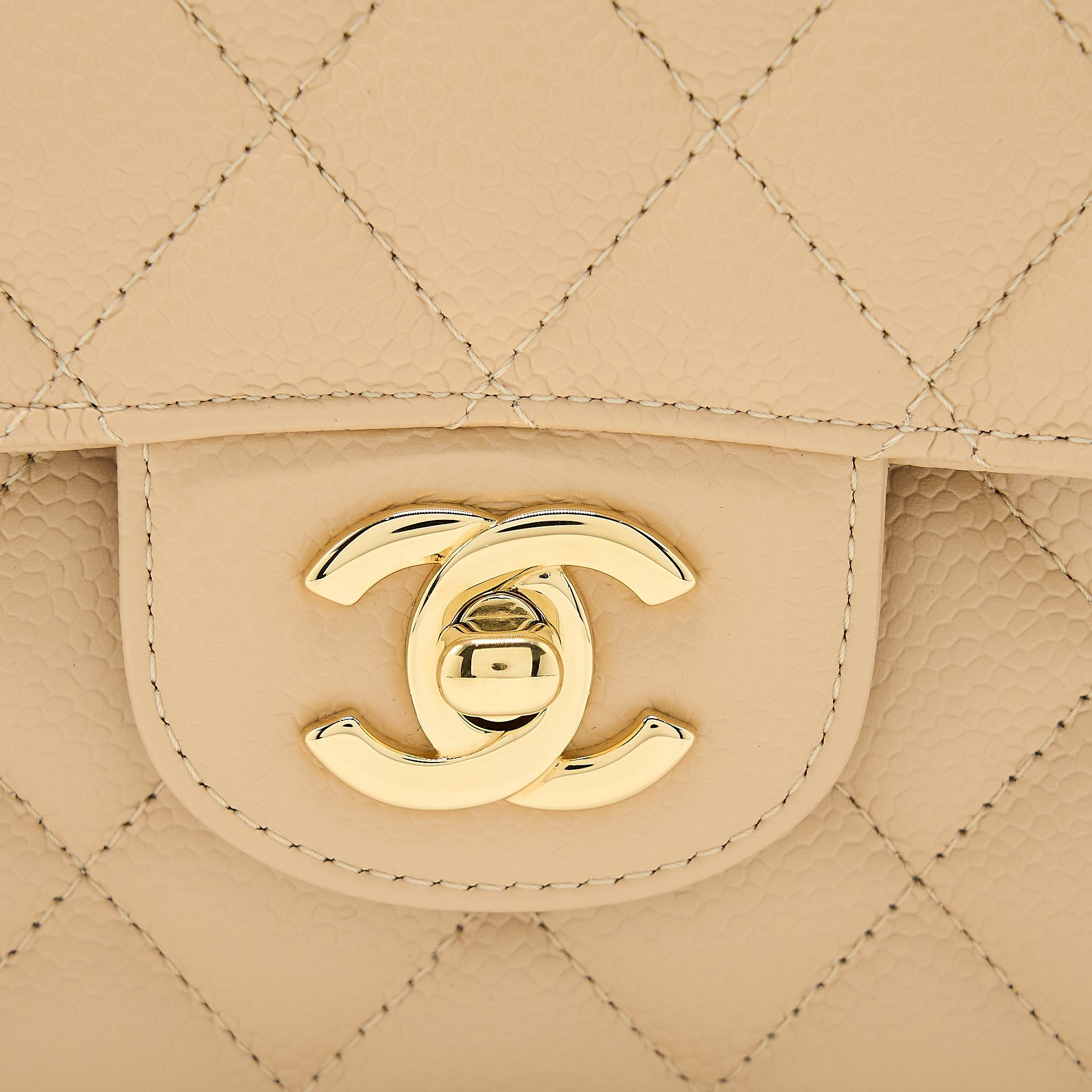 Chanel Medium Classic Double Flap Bag Caviar Beige