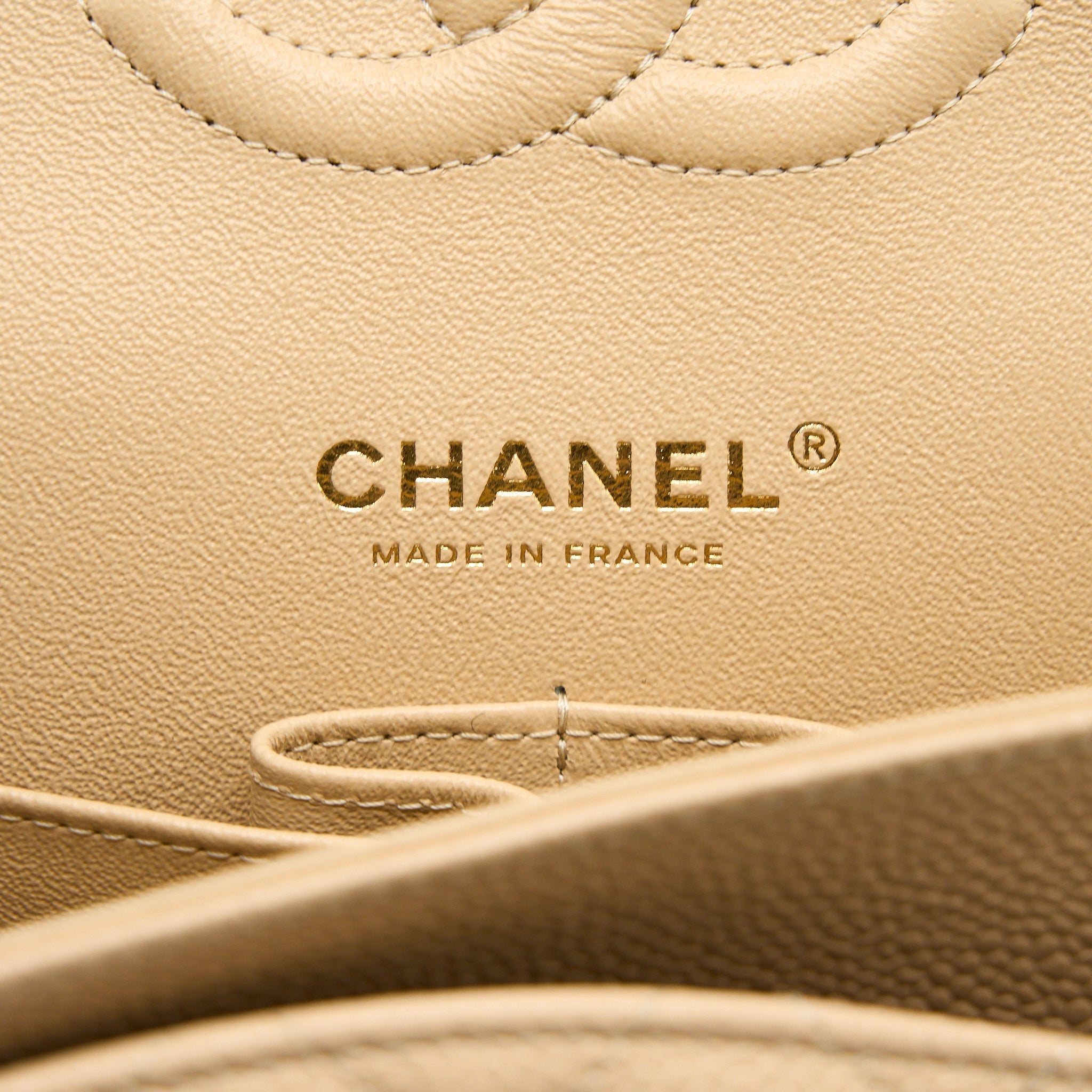 Chanel Medium Classic Double Flap Bag Caviar Beige