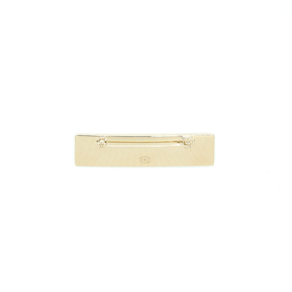 Chanel Letter Brooch White Light Gold Tone