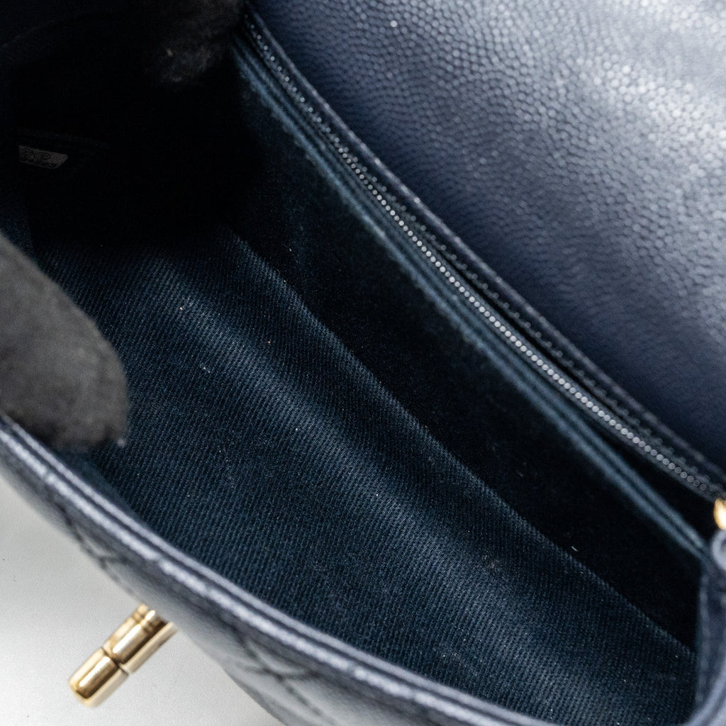 Chanel Small Coco Handle Bag Caviar Navy L