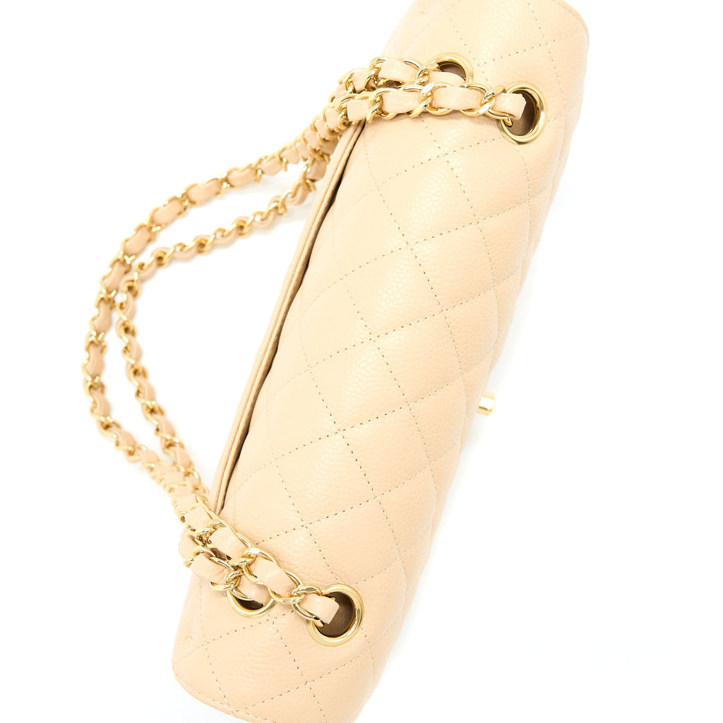 Chanel Medium Classic Double Flap Bag Caviar Beige