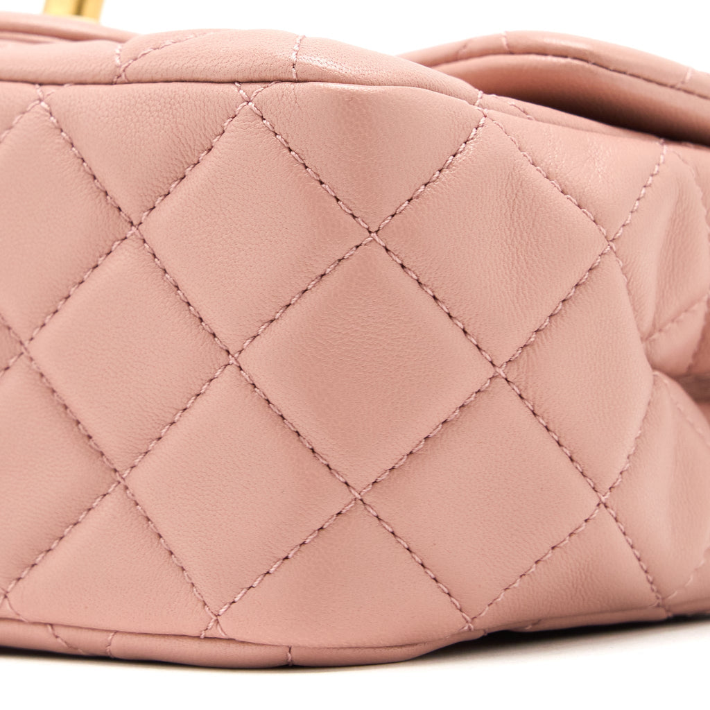 Chanel Pearl Crush Mini Square Flap Bag Lambskin Dark Pink  (Microchip)