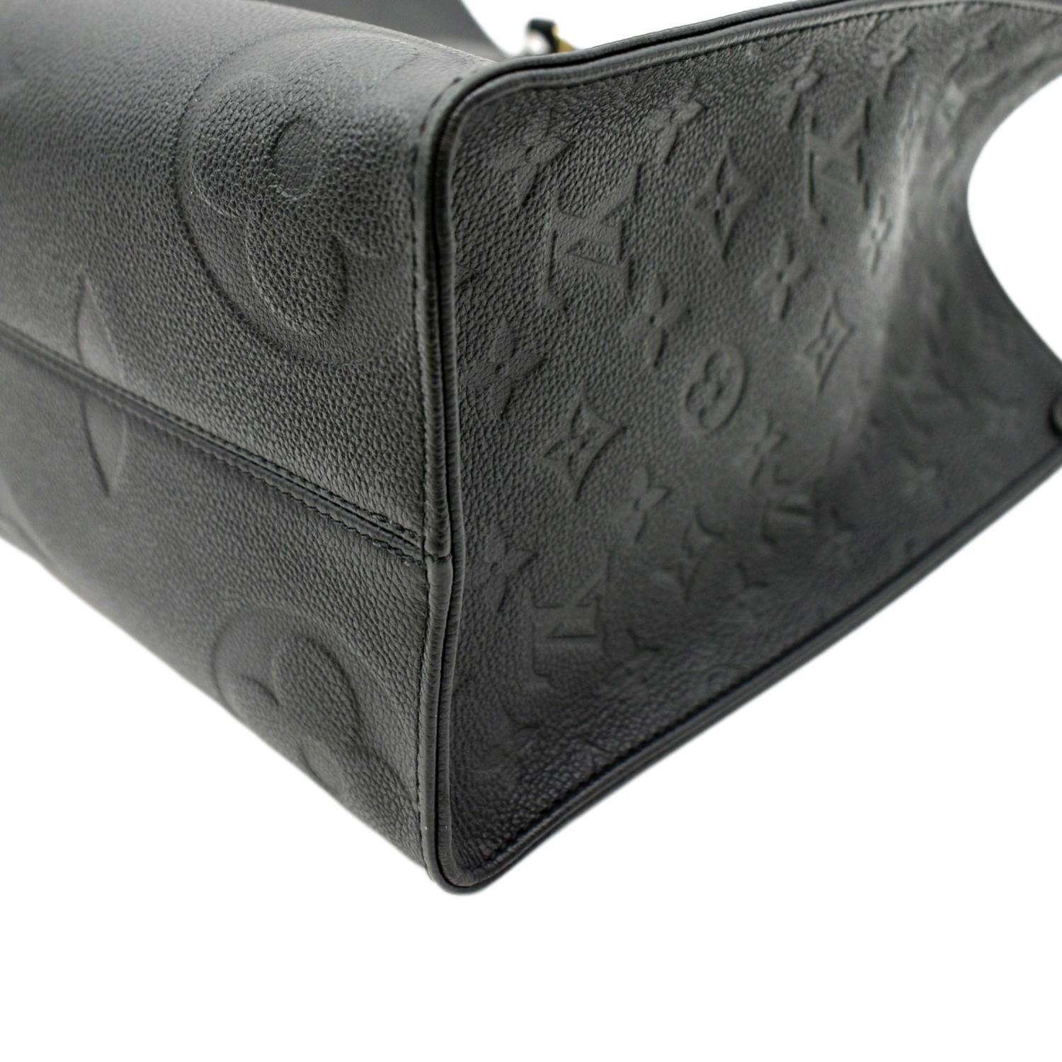LOUIS VUITTON Onthego MM Giant Monogram Empreinte Leather Tote Bag Black