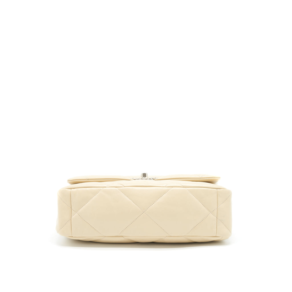 Chanel Medium 19 Bag Quilted Goatskin leather Light Beige Gold/Silver Hardware