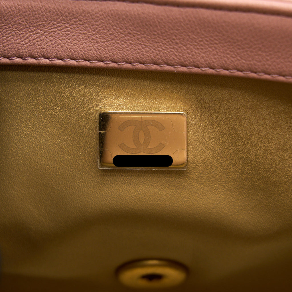 Chanel Pearl Crush Mini Square Flap Bag Lambskin Dark Pink  (Microchip)