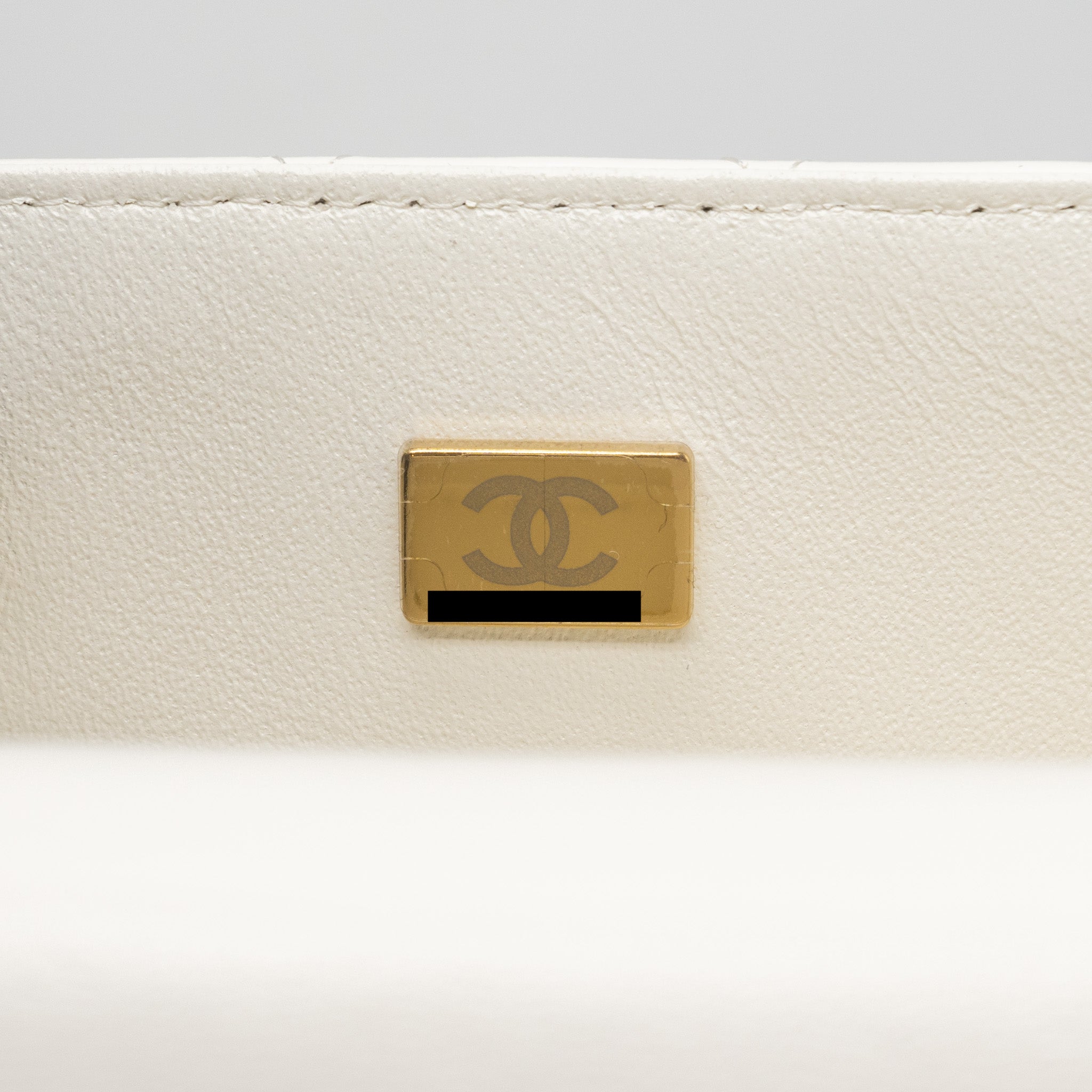 Chanel top handle mini rectangular flap bag lambskin white L (Microchip)