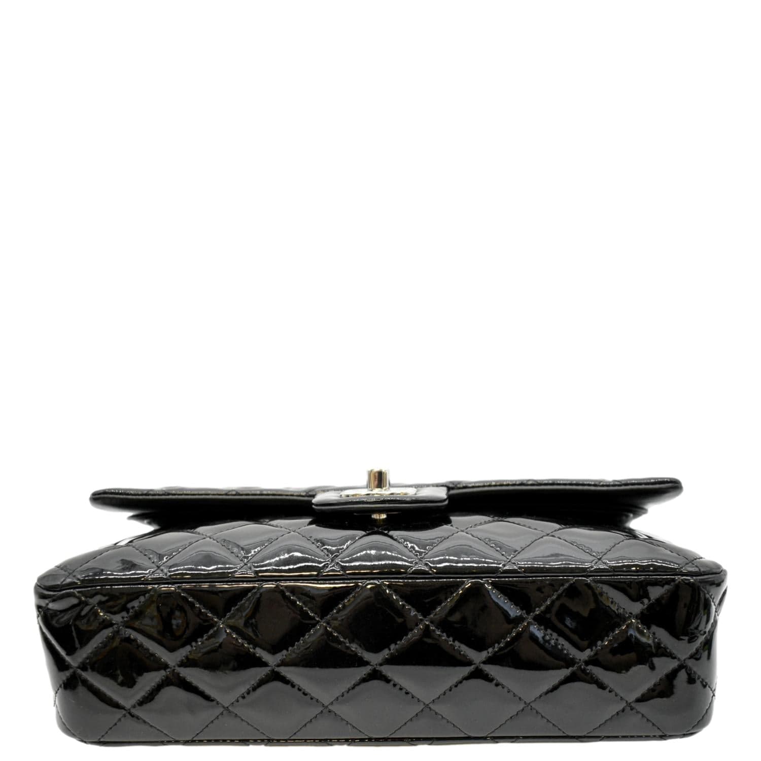 CHANEL Medium Flap Patent Leather Shoulder Bag Black