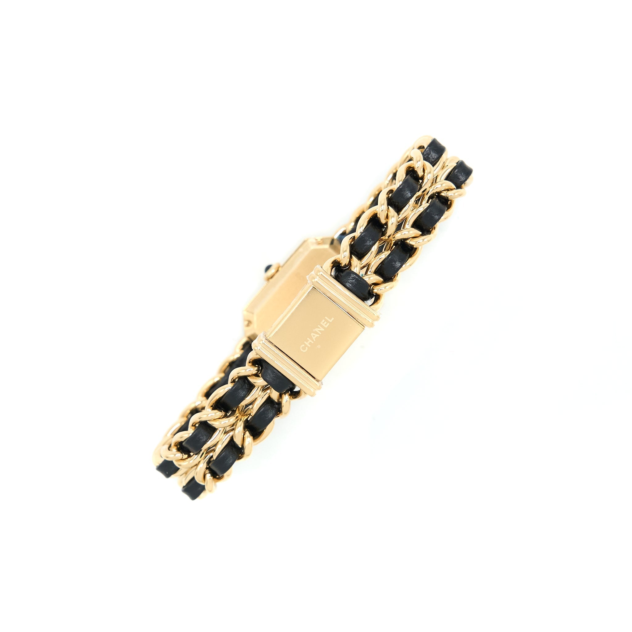 Chanel Size XL Premiere Edition Originale Watch Leather Chain Black Dial H6951