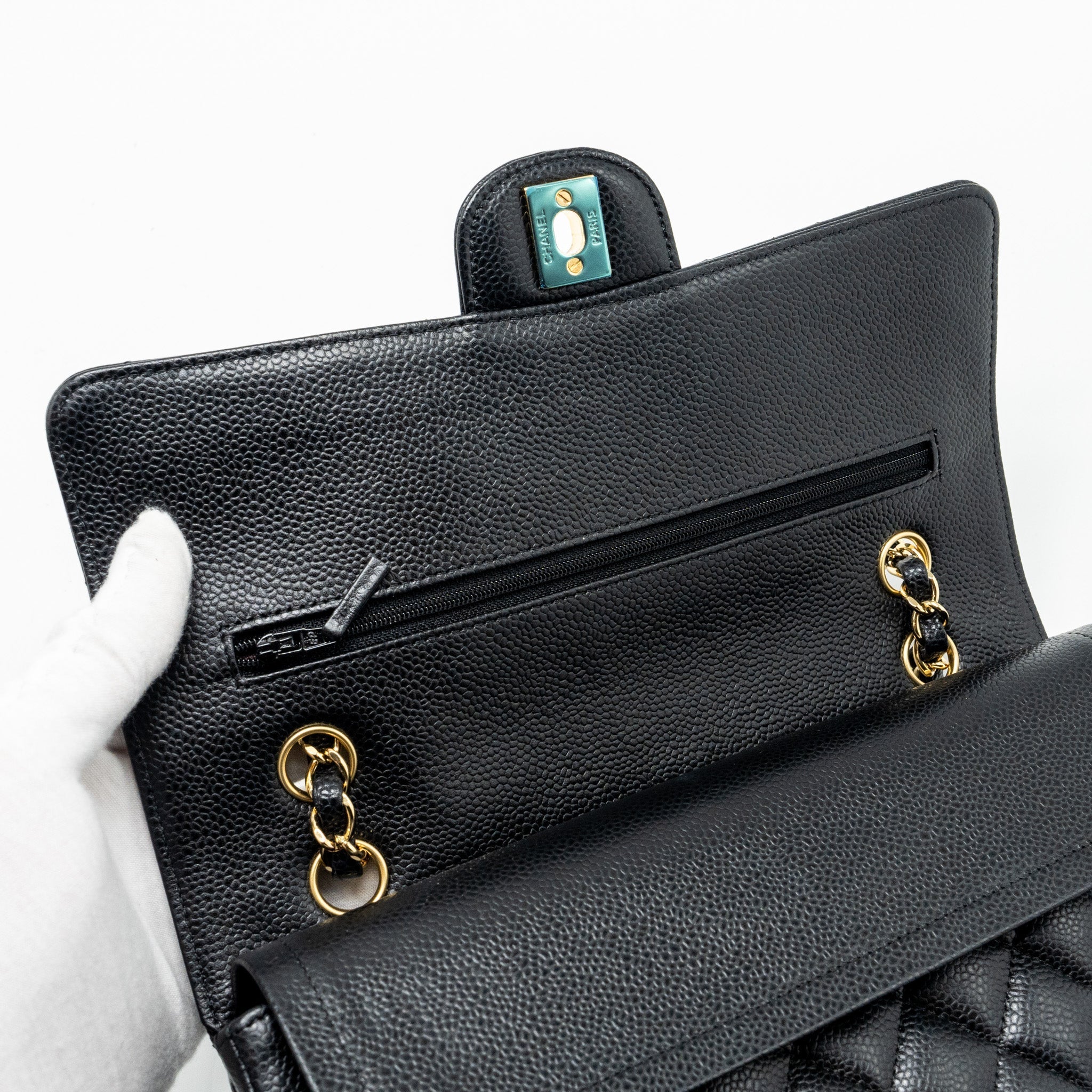 Chanel Medium classic double flap bag caviar black