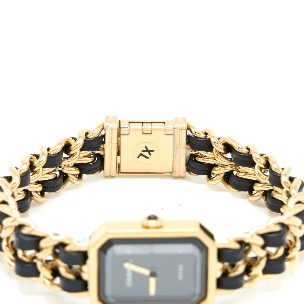 Chanel Size XL Premiere Edition Originale Watch Leather Chain Black Dial H6951