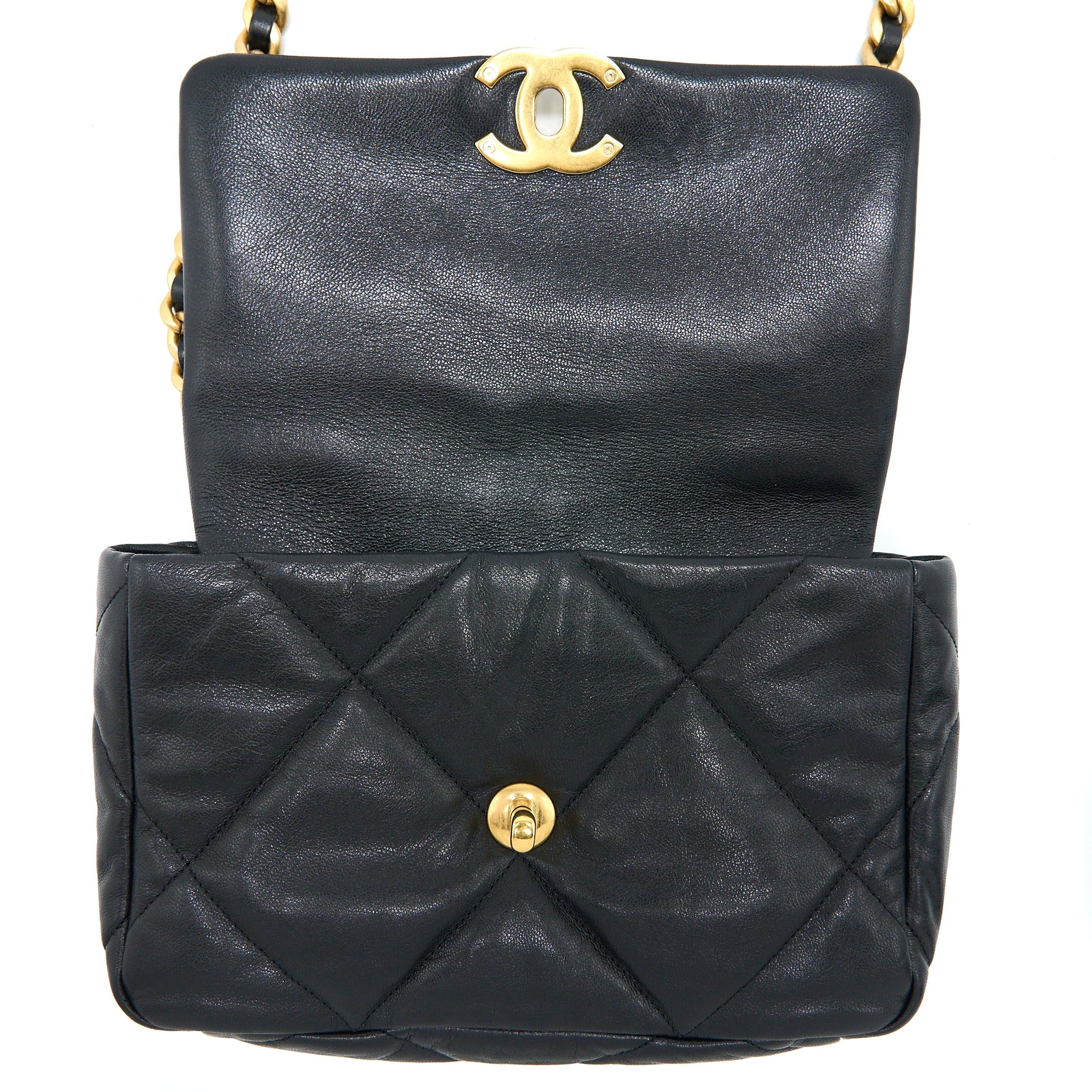 Chanel Small 19 Bag Goatskin Black