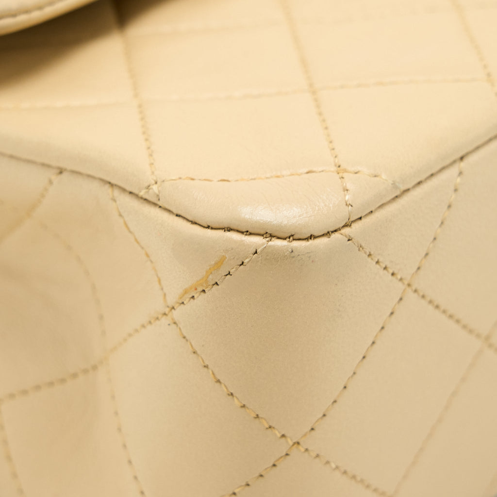 Chanel Vintage Small Classic Double Flap Bag Lambskin Beige
