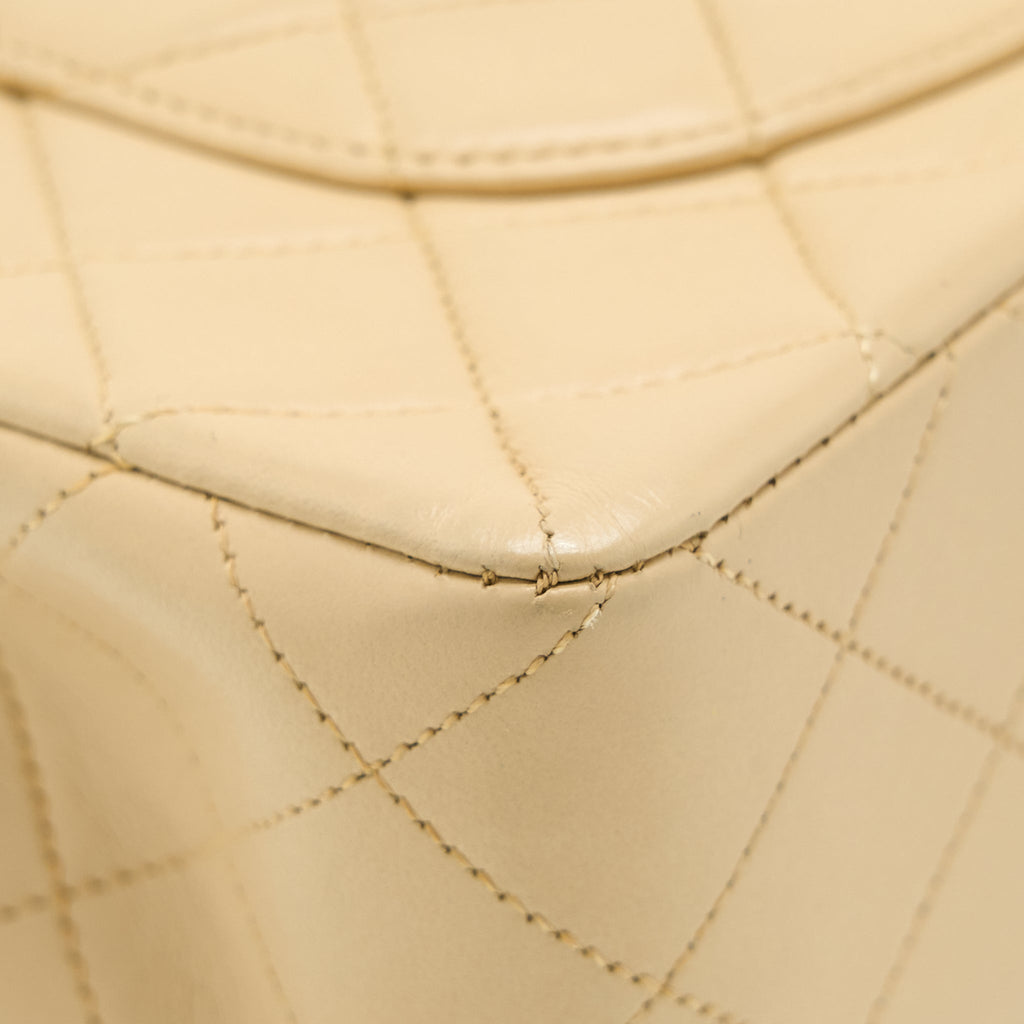 Chanel Vintage Small Classic Double Flap Bag Lambskin Beige