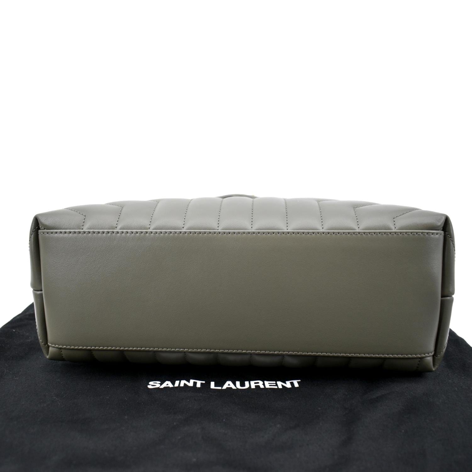 YVES SAINT LAURENT Medium Loulou Matelasse Leather Chain Shoulder Bag Neutral Grey