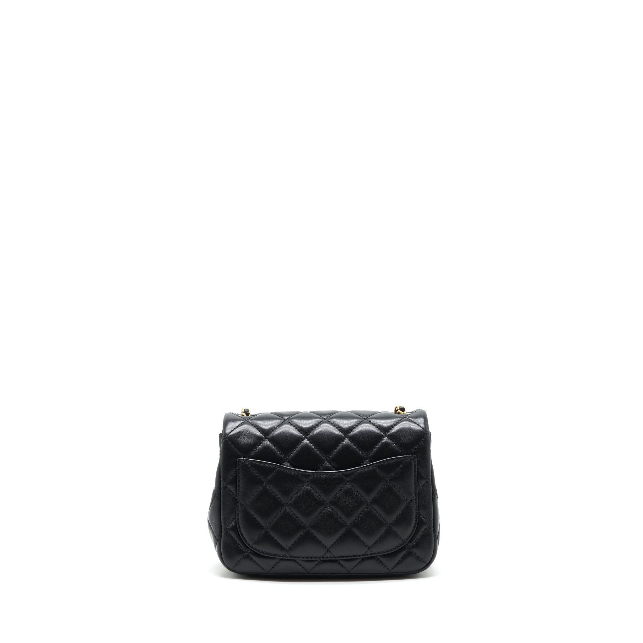 Chanel pearl Crush mini square Flap bag lambskin Black