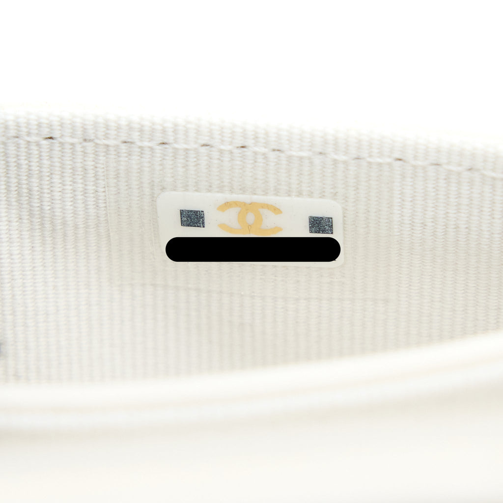 Chanel 19 Flap Card Holder Lambskin White Brushed  (Microchip)