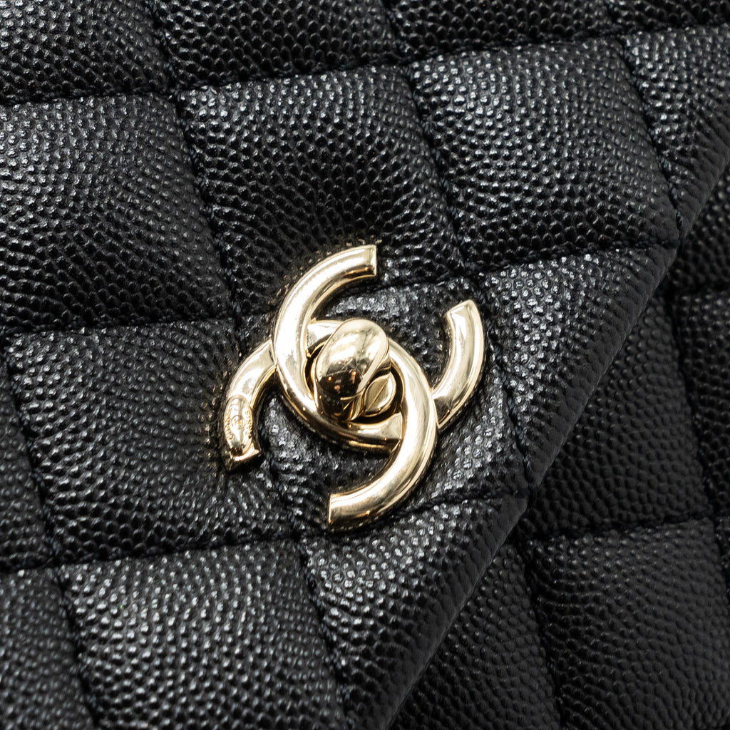Chanel Small Coco Handle Caviar Black L