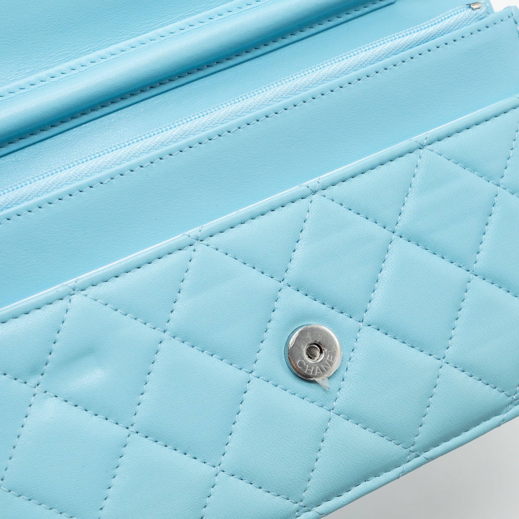 Chanel Classic Wallet On Chain Lambskin Light Blue