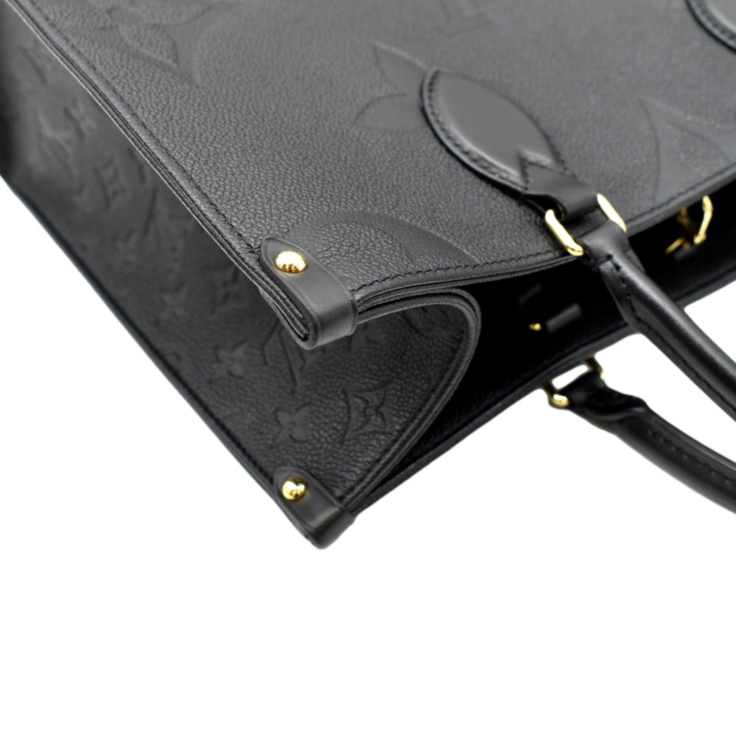 LOUIS VUITTON Onthego MM Giant Monogram Empreinte Leather Tote Bag Black