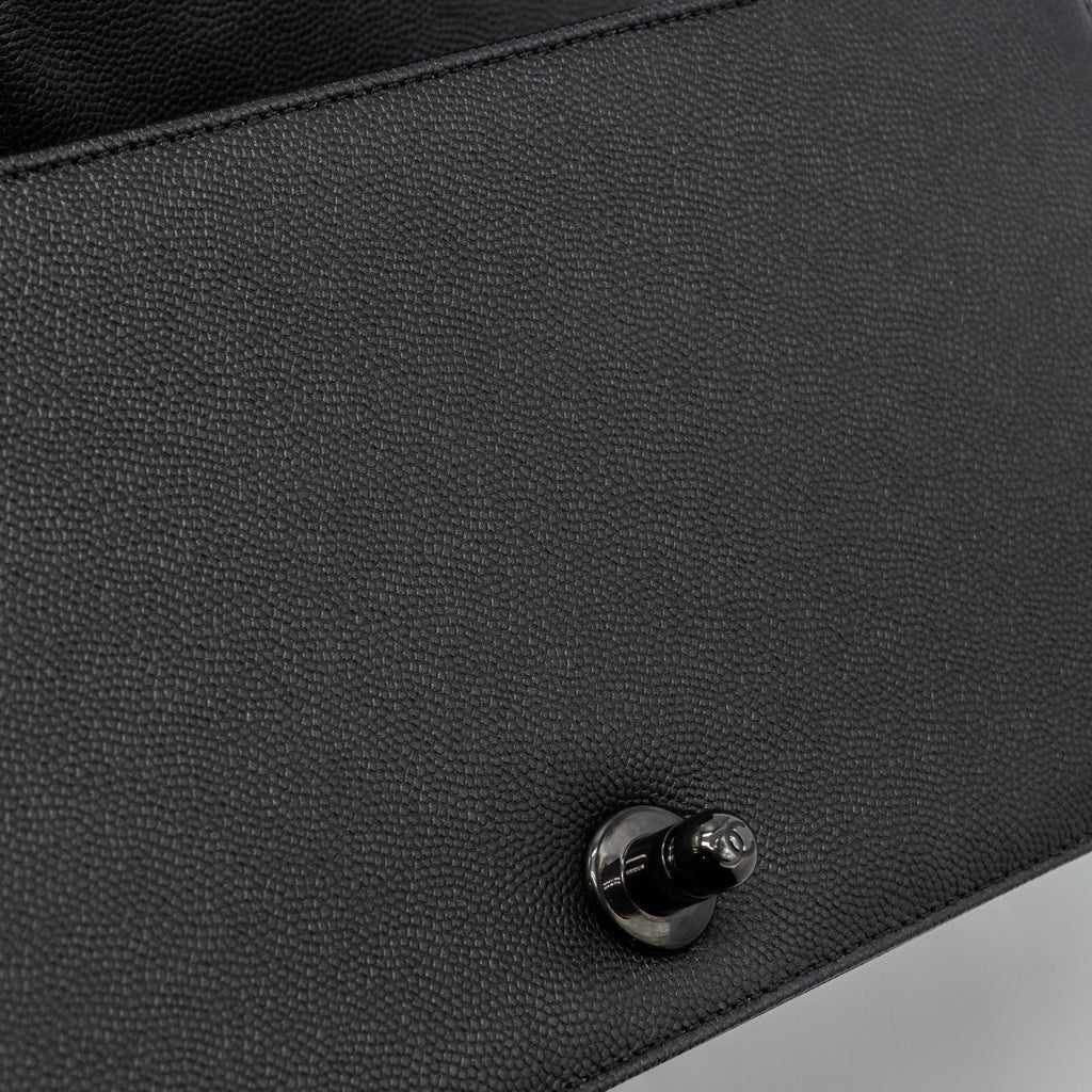 Chanel medium boy bag caviar so black black hardware