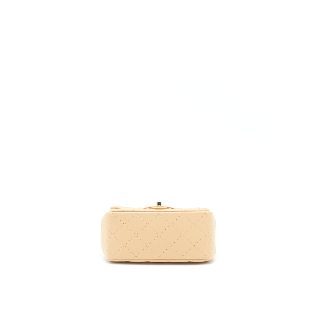 Chanel 22C Mini Square Flap Bag Lambskin Beige L