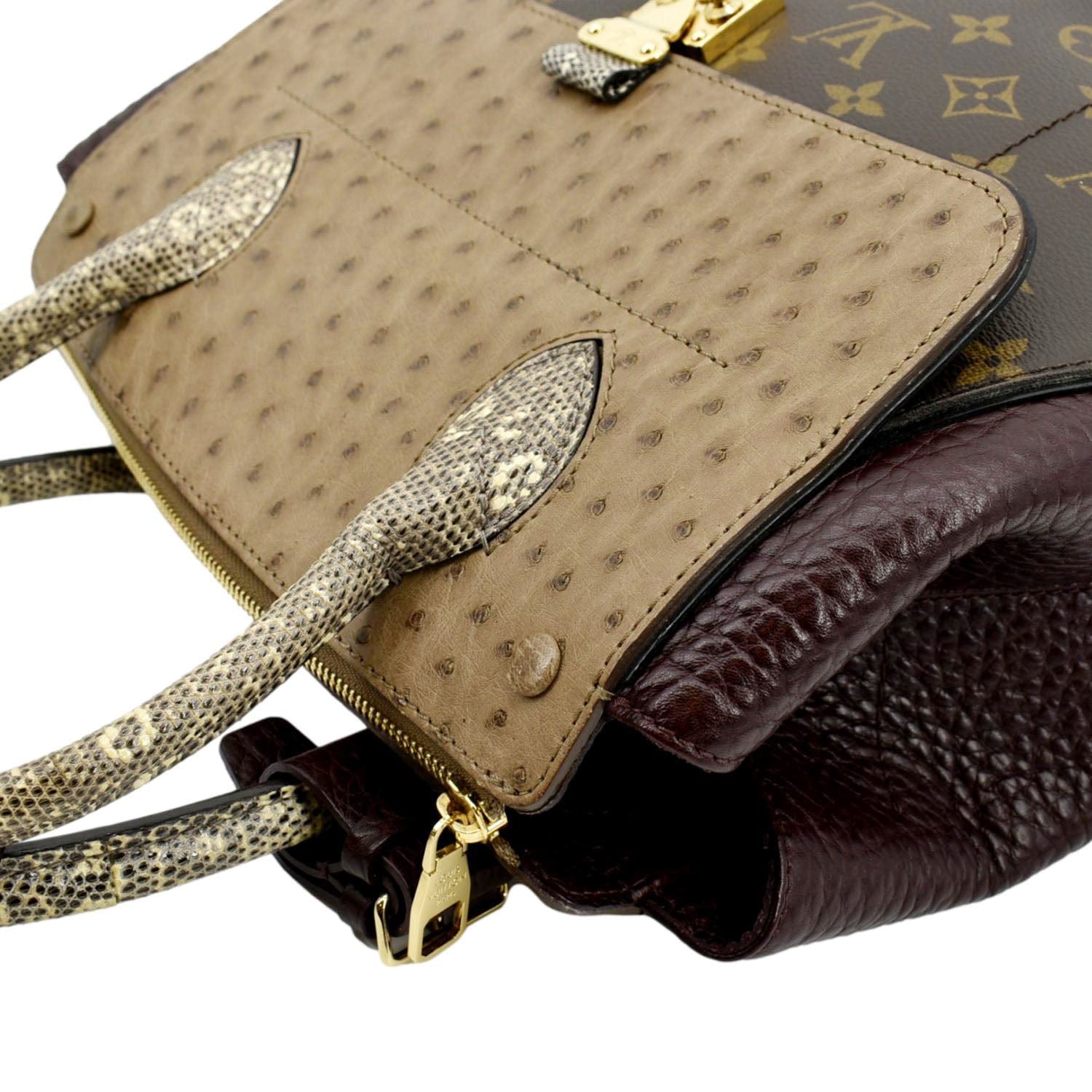 LOUIS VUITTON Majestueux Monogram Canvas Exotic Tote Bag Brown