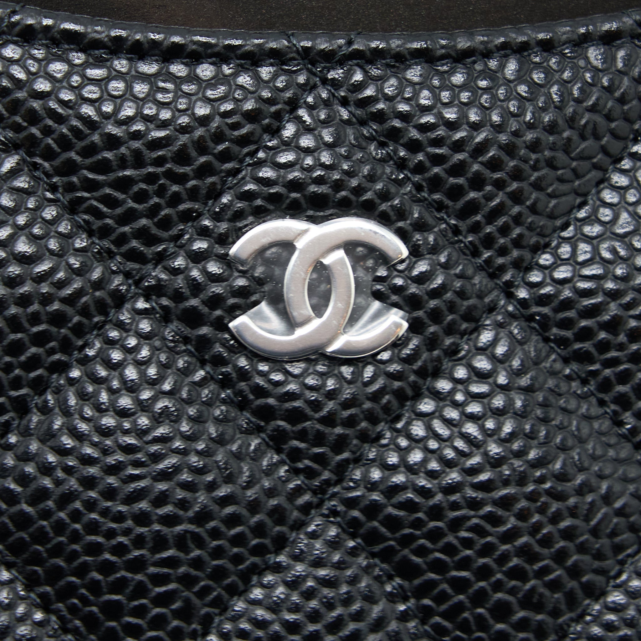 Chanel Classic Card Holder Caviar Black  (Microchip)