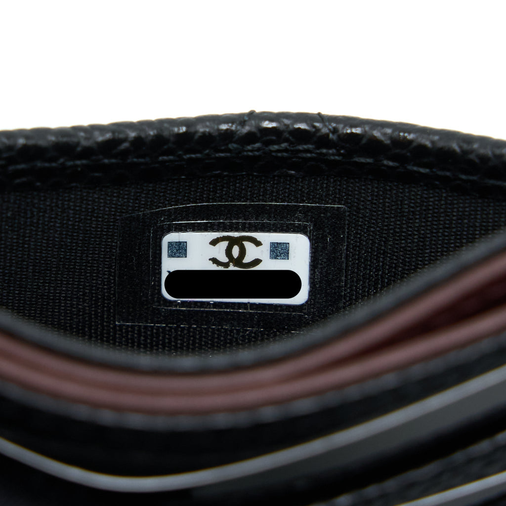 Chanel Classic Card Holder Caviar Black  (Microchip)